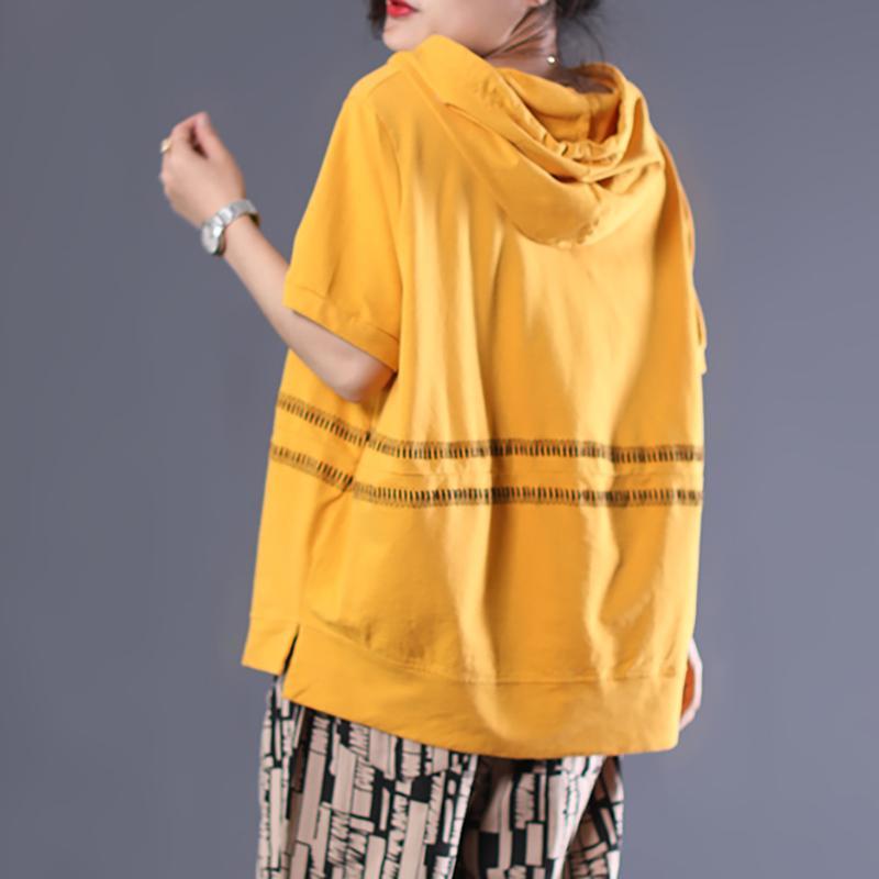 Casual Loose Embroidery Striped Hooded Blouse