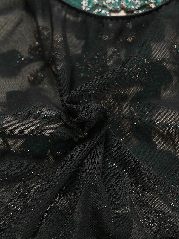 Embroidered See-Through Bandage Bodysuit Lingerie