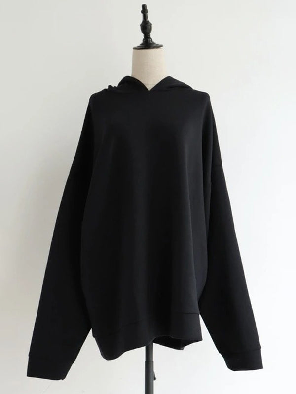 Urban Loose Solid Color Split-Back Long Sleeves Hoodies