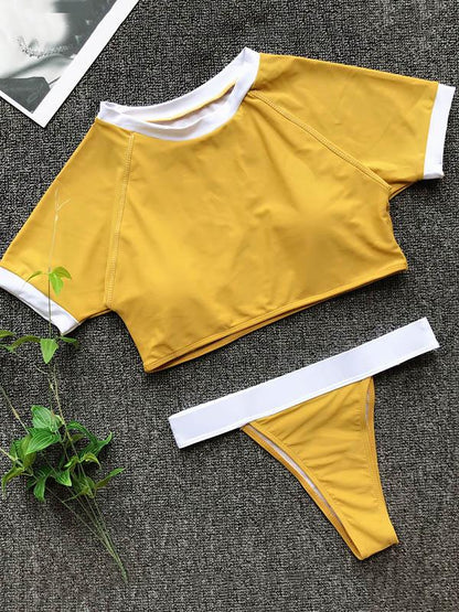 Sport Short Sleeves Bikinis Swimwear