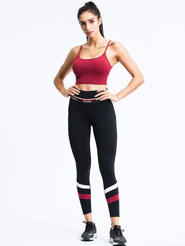 Sexy Wrap Sleeveless Contrast Color Yoga Suits
