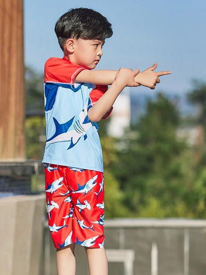 AONIHUA Shark Printed Two Pieces Boy Swimwear