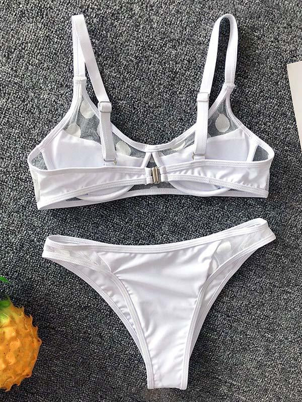 Solid Color Split-Joint Underwired Split Bikini Swimsuit