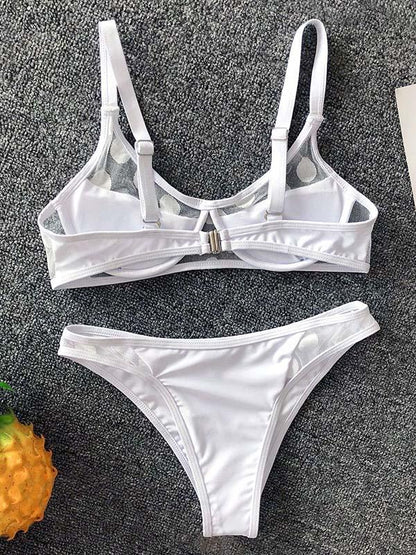 Solid Color Split-Joint Underwired Split Bikini Swimsuit