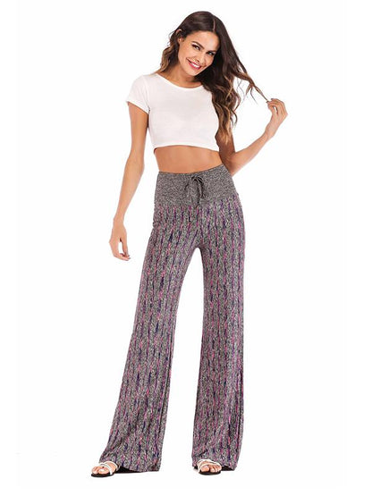 Striped 6 Colors Wide Leg Casual Pants