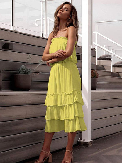 Solid Strapless Tiered Two-piece Dress
