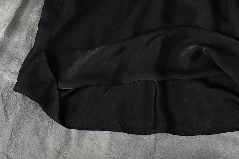 Black Printing Loose O-Neck Casual Dress