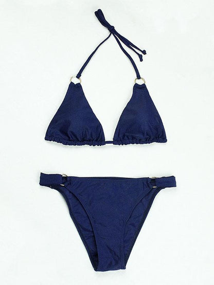 Sexy Triangles Iron Ring Split Bikini Swimsuit