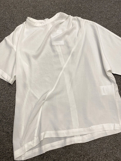 Stylish Asymmetric Round-Neck Solid Color Short Sleeves T-Shirt
