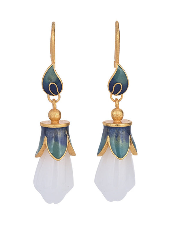 Vintage Flower-Embellished Geometry Earrings Accessories