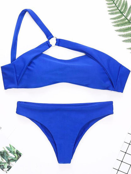Single Shoulder Bandeau Bikinis Swimwear