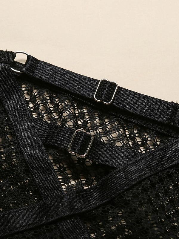 Triangle Net Yarn Hollow Split Lingerie Set