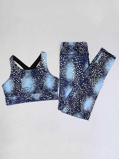 White Dots Printed Tank And Legging Yoga Suits