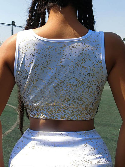 Printed Round Neck Tanks And Shorts Suits