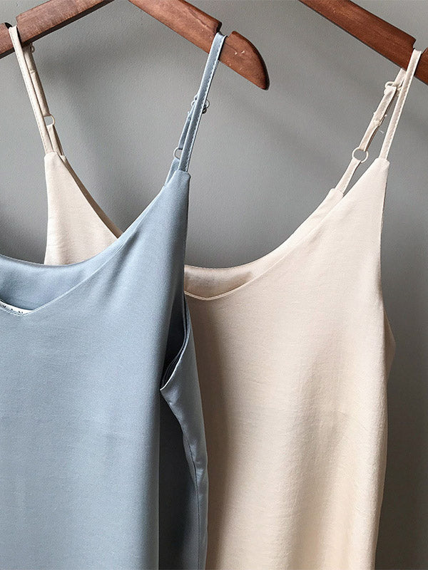 Urban Solid Color Spaghetti-Neck Loose Midi Dress