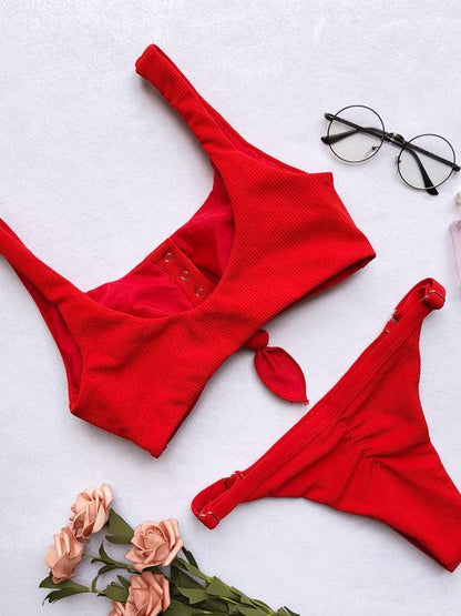 Ribbed Knot Bikinis Swimwear