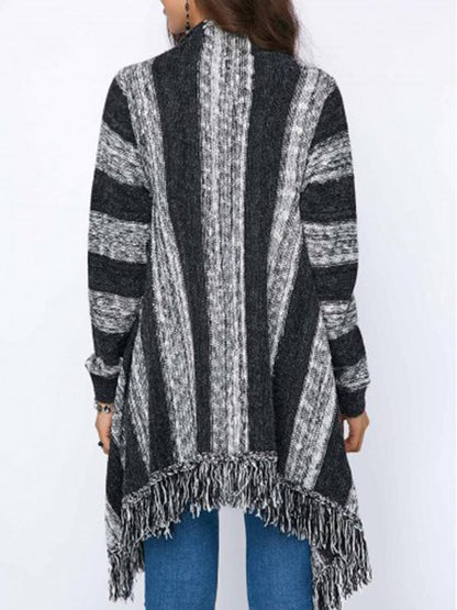 Fashion Knitting Tassels Striped Sweater