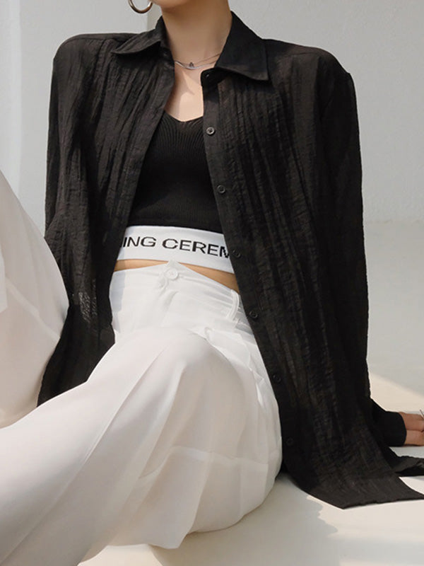 Leisure Solid Knitting Sun-Protection Blouse Tops