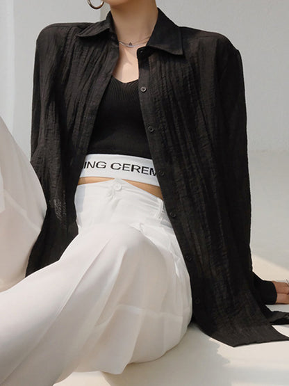 Leisure Solid Knitting Sun-Protection Blouse Tops