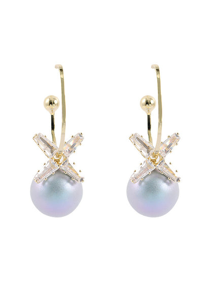 3 Colors Simple Geometry Pearl Earrings