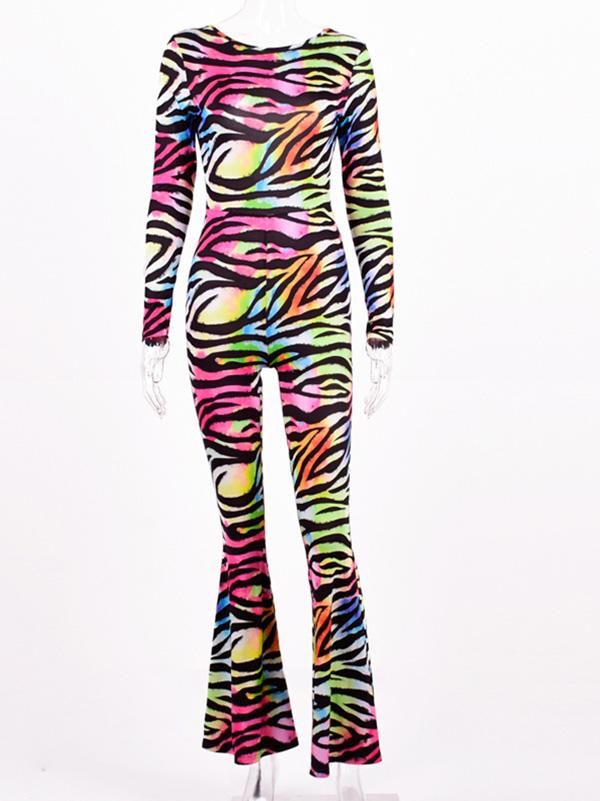 Street Casual Multicolour Printed Jumpsuits