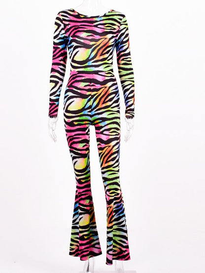 Street Casual Multicolour Printed Jumpsuits
