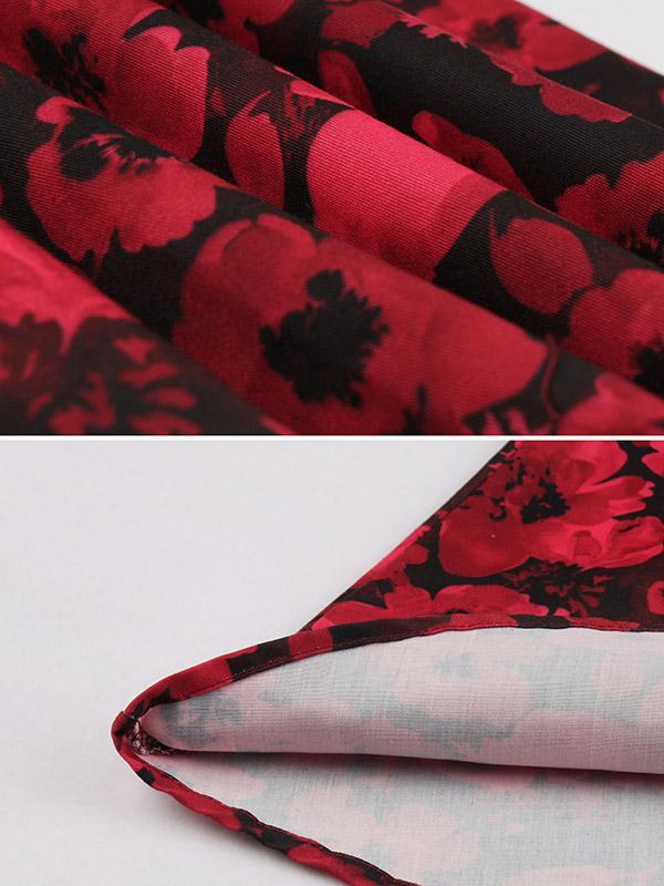 Vintage Printed Short Sleeve Midi Dresses