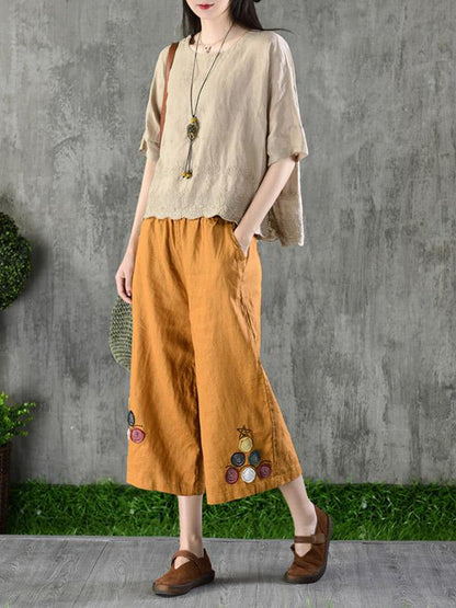 Vintage Asymmetric Embroidered Solid Shirt