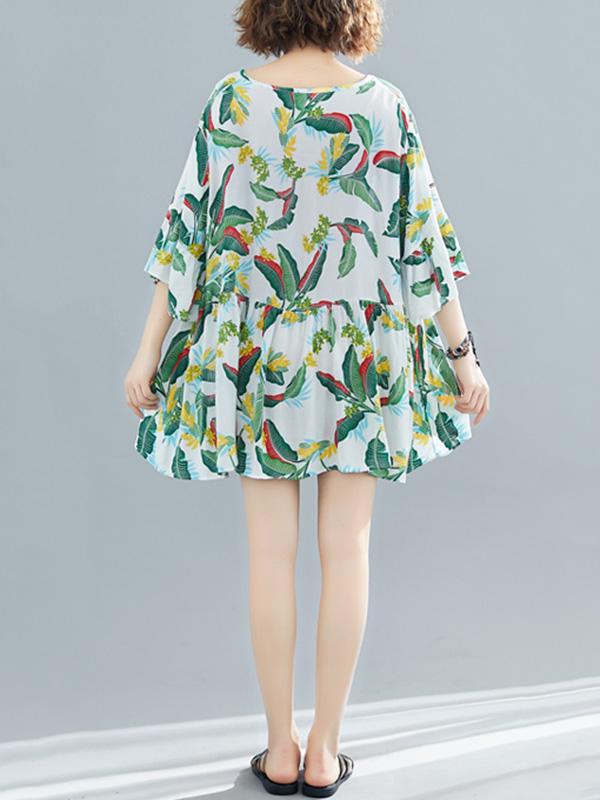 Loose Colorful leaves Printed Shirt