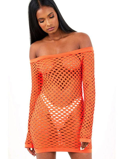 See-through Off The Shoulder Mini Dress