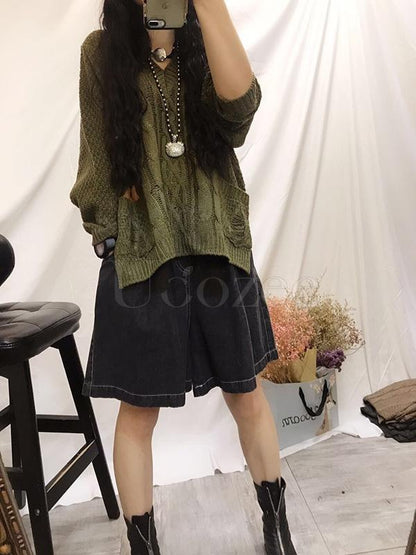 Original Printed High-low Pocket Sweater