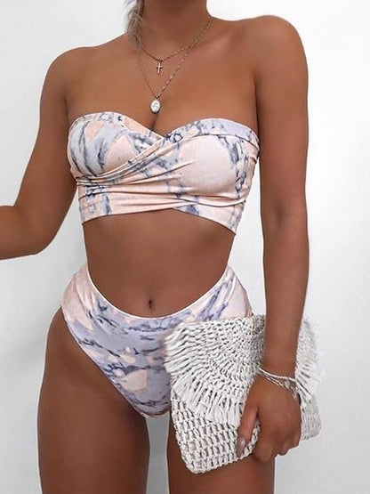 Bandeau Wrap High Waisted Bikini Swimsuit