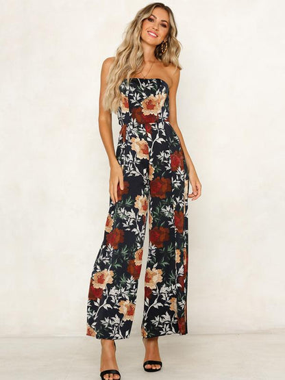 Off Shoulder Floral Printed Bohemia Jumpsuits
