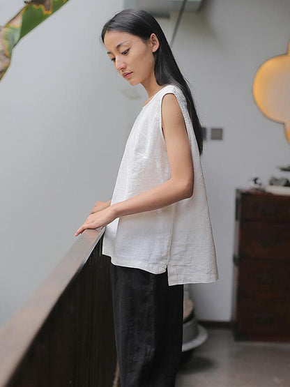 Casual Linen Sleeveless T-shirt