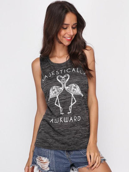 Casual Sleeveless Letter Printed Waistcoat