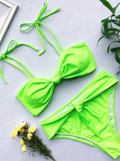 Twist Knotted Strapped Bikini Swimsuit