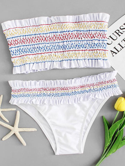 Sexy Ruffed Strapless Bikini Set