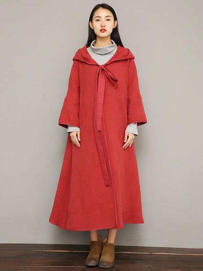 Double Cotton Lace-up Long Cloak