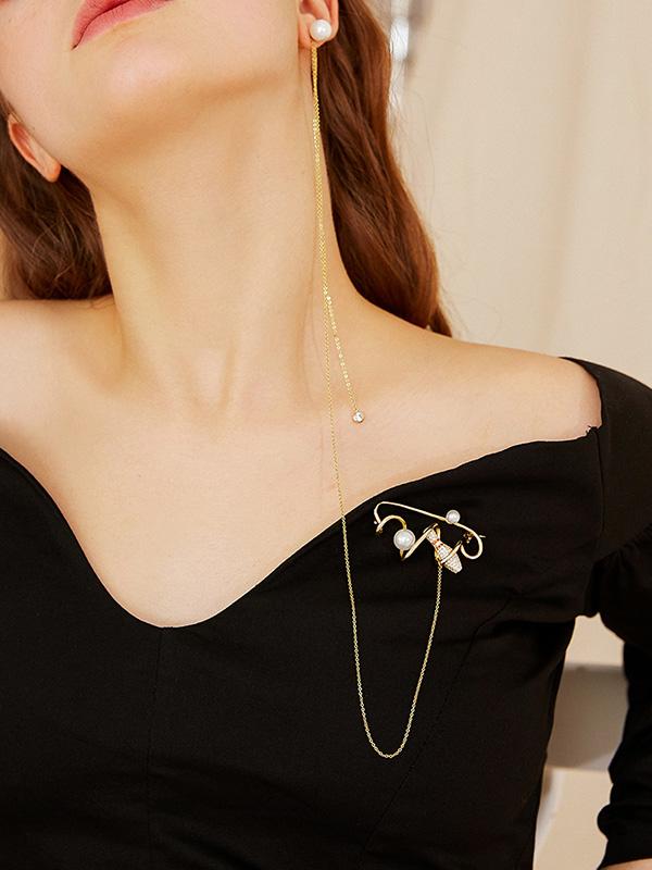 Original Long Earrings Brooch