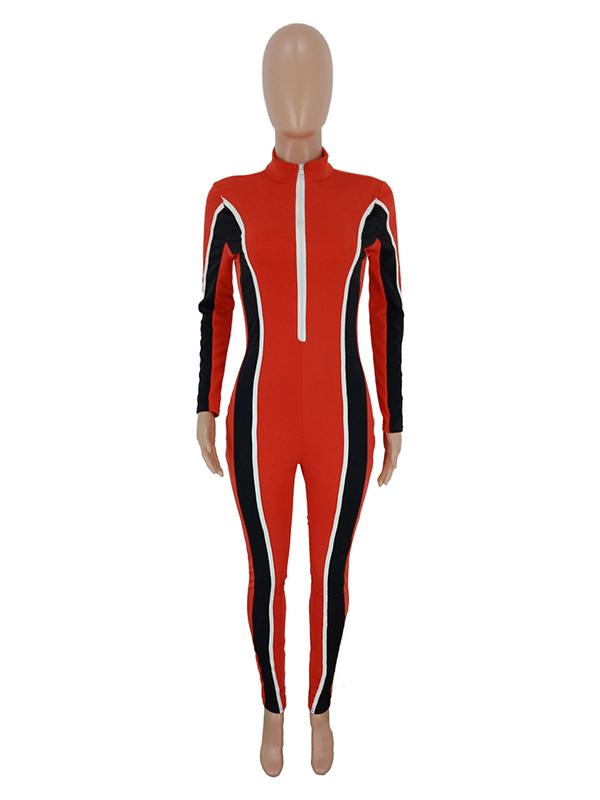 Fashion Casual Color-Block Sports Jumpsuits