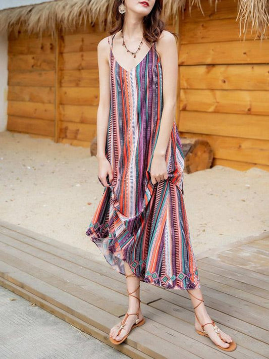 Chic Loose Striped Maxi Dress