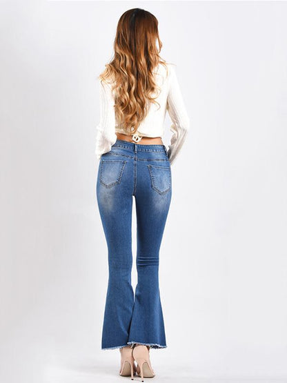 Ripped Bell-bottom Jean Pants