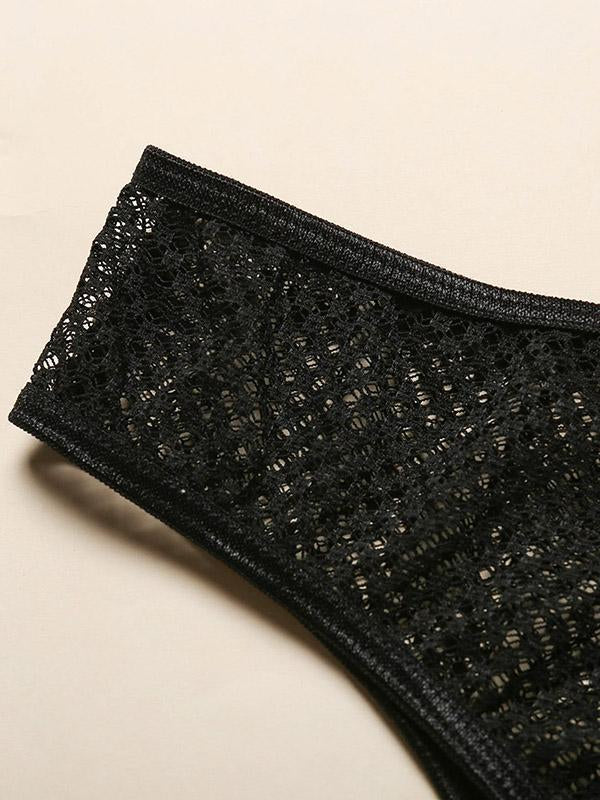 Triangle Net Yarn Hollow Split Lingerie Set