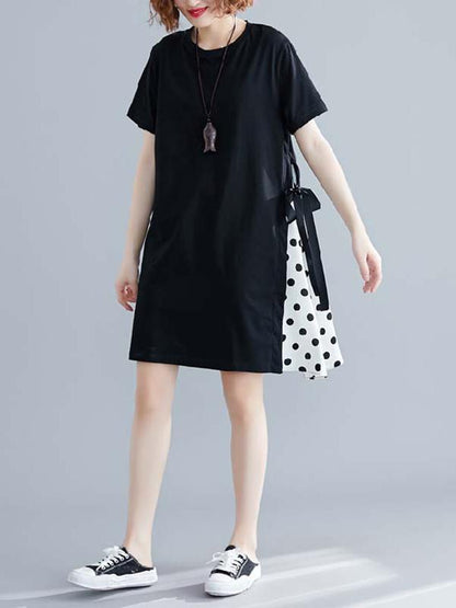 Split-joint False-Two Polka-Dot Dress