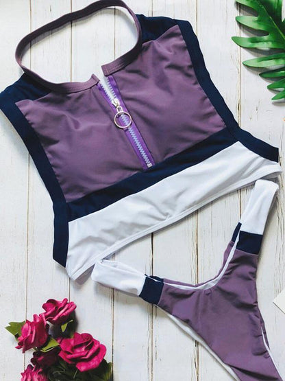 Sexy Zipper Colorful Bikinis Swimwear