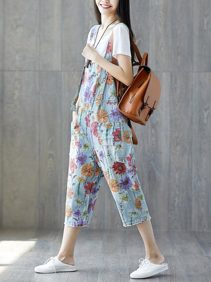 Oversize Printed Braces Jean Pants