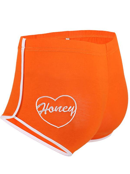 Letter Printed Contrast Trim Sport Shorts