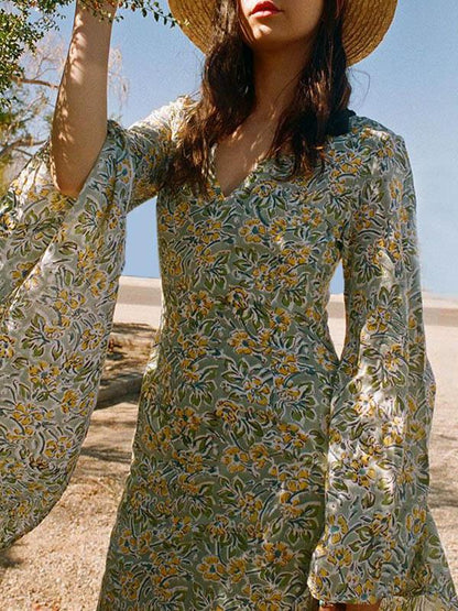 Flared Sleeves Bohemia Maxi Dress