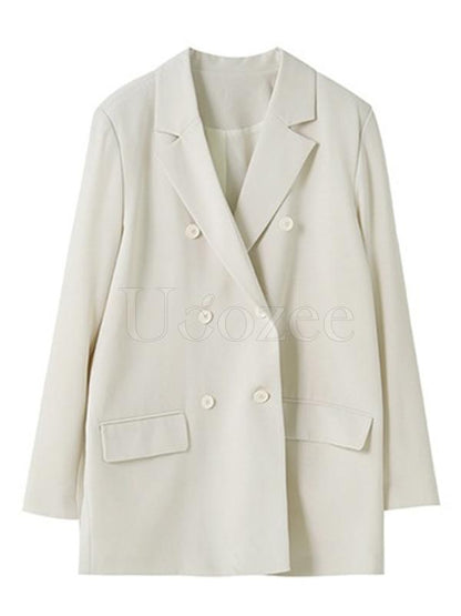 Casual Solid Drapey Suit Outwears