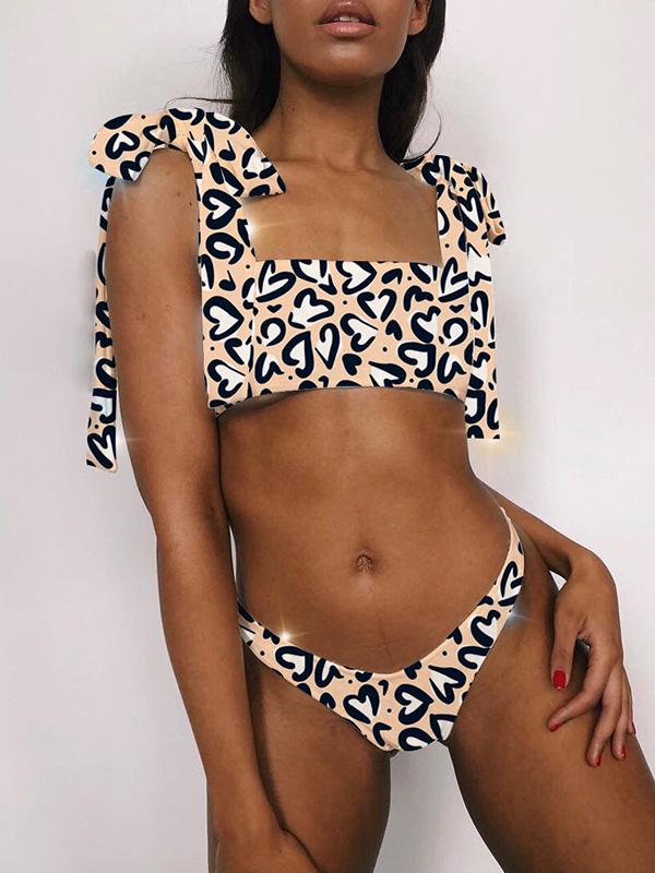 Wide Strap Bandeau Bikini Swimsuit